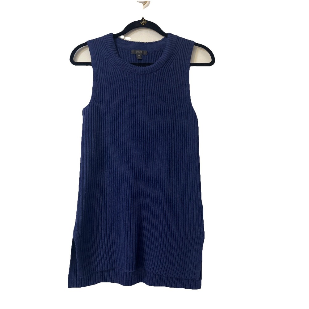 J. Crew | Sleeveless Blue Sweater F4132 Knit Wool / Cotton‎ Sz XXS Preppy